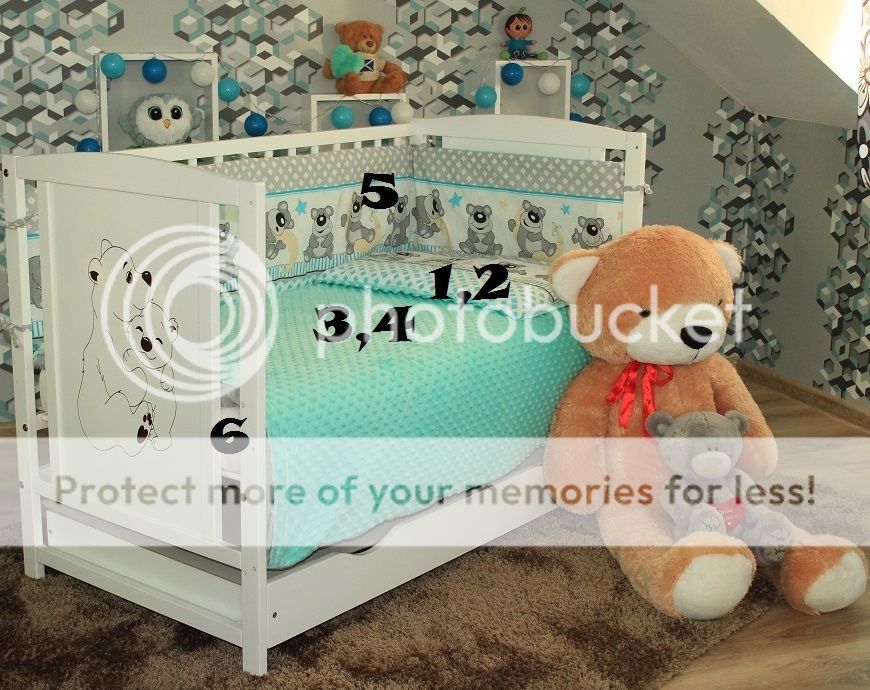 BABY COT BARRIER MATTRESS 8-PCS COMPLETE SET INCL 6-PCS MINKY BEDDING SET
